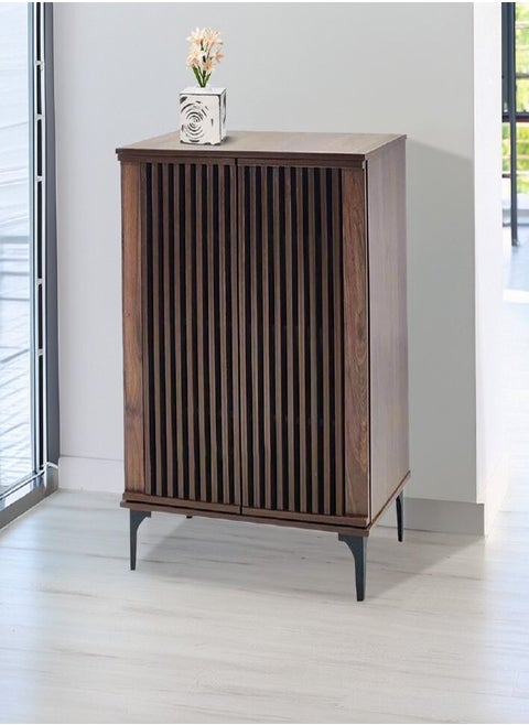 Brown wooden shoe rack designed with the latest modern styles, providing you with ample space to organize your shoes in an elegant and practical way. Size: 99*70*40 cm