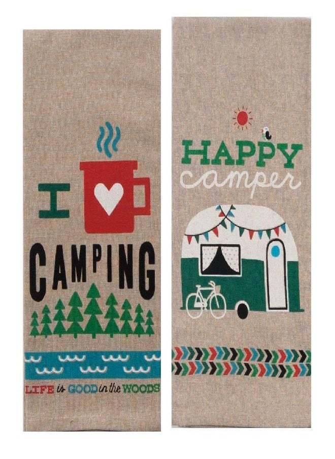 Kay Dee Kay Dee Designs Camping Adventures Chambray Towel Set - One Each Happy Camper & I Heart Camping  - Image 1