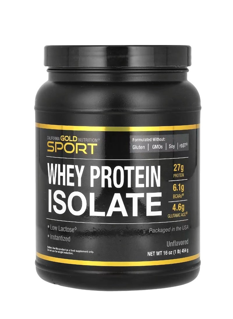 California Gold Nutrition Sport Whey Protein Isolate Unflavored 1 lb (454 g)  - Image 1