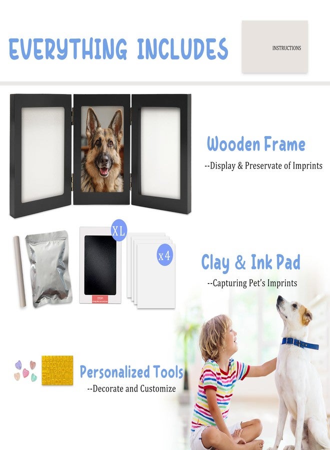 MYPAWLETS Ink&Clay Paw Print Frame Keepsake,Inkless Ink Pad & Soft Clay for Dogs/Cats Paw Prints,Pet Paw Print Impression Kit,Gifts for Pet Owners-XL Black - Image 3