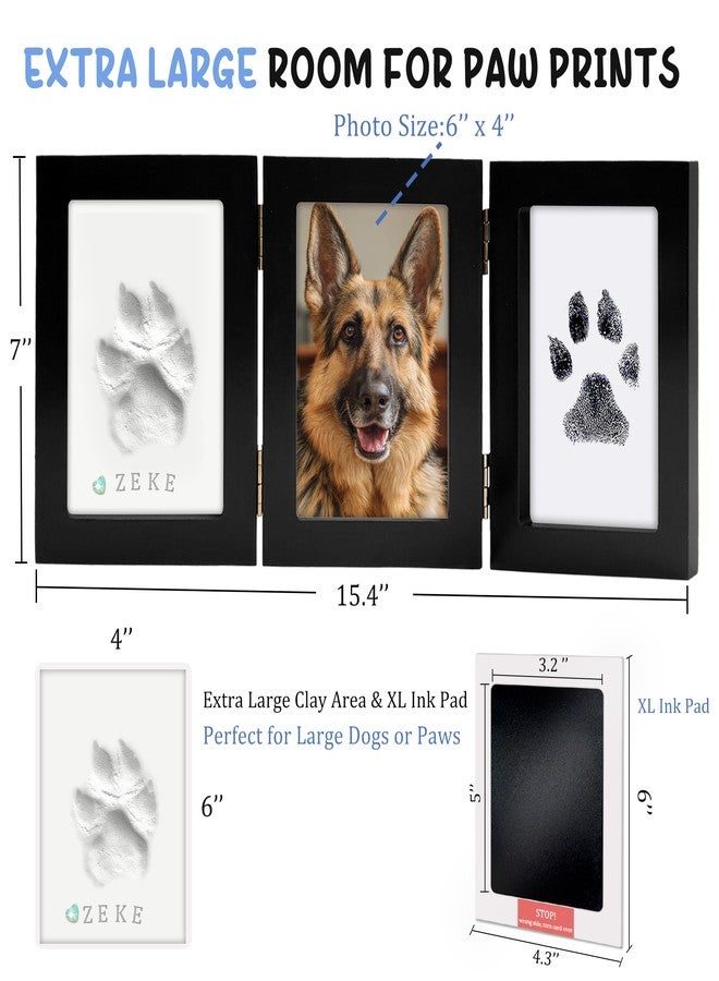 MYPAWLETS Ink&Clay Paw Print Frame Keepsake,Inkless Ink Pad & Soft Clay for Dogs/Cats Paw Prints,Pet Paw Print Impression Kit,Gifts for Pet Owners-XL Black - Image 2