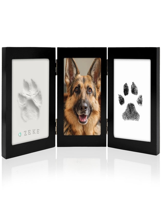 MYPAWLETS Ink&Clay Paw Print Frame Keepsake,Inkless Ink Pad & Soft Clay for Dogs/Cats Paw Prints,Pet Paw Print Impression Kit,Gifts for Pet Owners-XL Black - Image 1
