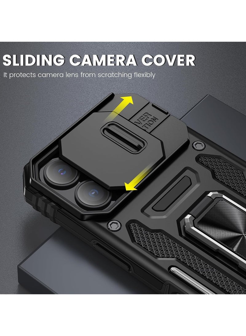 general Case for iPhone 16 with sliding camera cover and built-in swivel stand ring and 2-pack glass screen protector standCase for iPhone 16 6.1 inch - Image 4