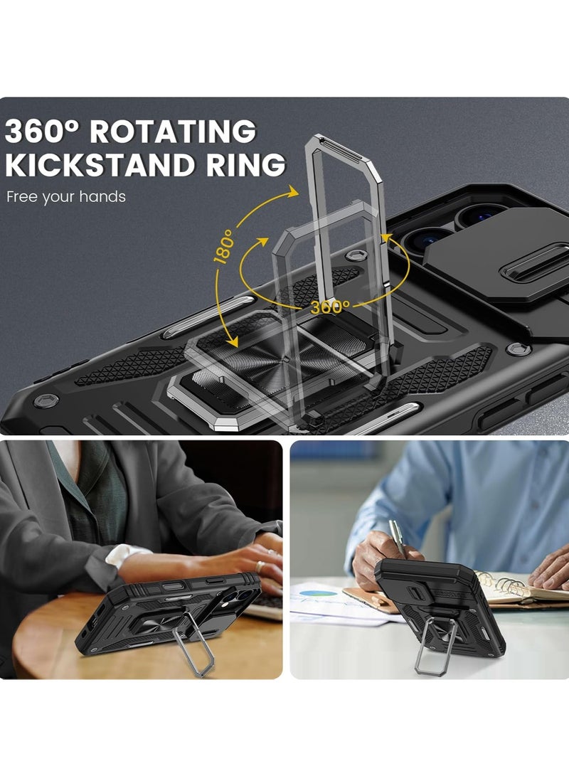 general Case for iPhone 16 with sliding camera cover and built-in swivel stand ring and 2-pack glass screen protector standCase for iPhone 16 6.1 inch - Image 3