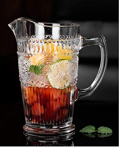 ARUZEN® 1.5 Liter Crystal Clear Glass Pitcher Beverage Dispenser with Pour Spout Shatterproof Catering and Restaurant Serveware for Cold Drinks, Water, Lemonade, Beer, and Sangria - Image 1