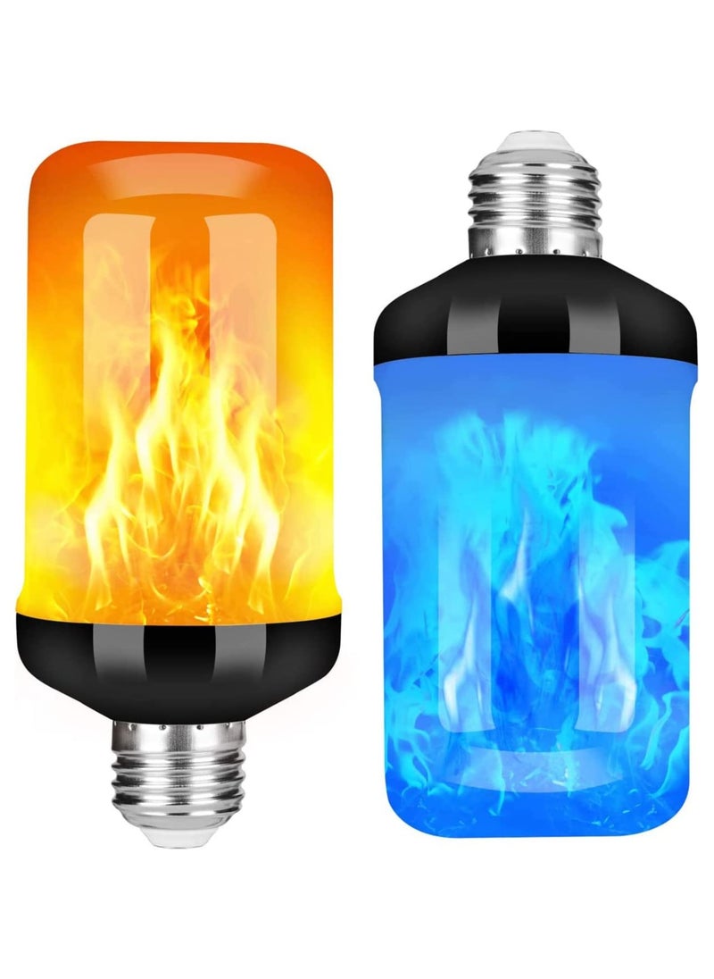 SYOSI مصباح LED لهب معاد تصميمه بأربعة أوضاع مصابيح مضاءة مع تأثير مقلوب قاعدة E27 لمصباح اللهب لتزيين المنزل والحفلات الداخلية والخارجية وإضاءة جو رومانسي (أصفر + أزرق)  - Image 1