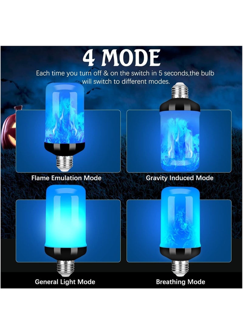 SYOSI مصباح LED لهب معاد تصميمه بأربعة أوضاع مصابيح مضاءة مع تأثير مقلوب قاعدة E27 لمصباح اللهب لتزيين المنزل والحفلات الداخلية والخارجية وإضاءة جو رومانسي (أصفر + أزرق)  - Image 2