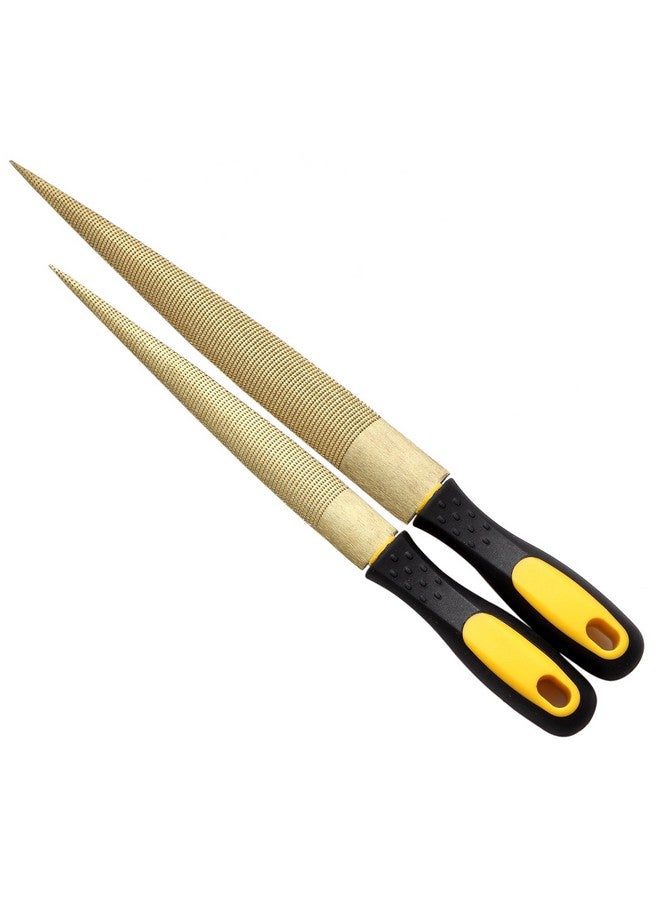 NKTM NKTM Wood File, Needle File Set Wood Files for Wood Working Wood Rasp Files Tools Golden Tapered Wood Rasp with Rubber Handle in Gift Bag for Carving 2 Pack (8,10 inch)  - Image 1