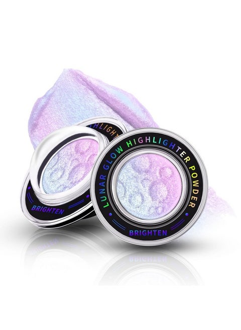 Chameleon Face Highlighter Palette, Multichrome Glitter Shimmer Highlighter Makeup, Holographic Sparkle Color Shifting Inner Corner Eye Highlighter Illuminator, Silky Creamy Mineral Eyeshadow2