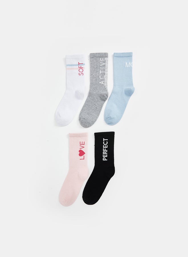 LC WAIKIKI Girls' Patterned Ankle Socks 5 Pack - Image 1