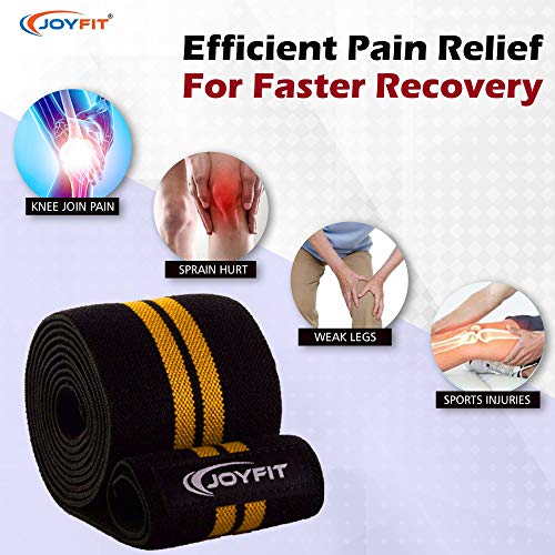 JoyFit Knee Wraps -For Home & Gym training, Powerlifting, Weightlifting, Deadlift, Squats, Leg Press, Crossfit, Knee Pain and Sports with Stretchable fabric for Men & Women [Pair] (Orange) - Image 5