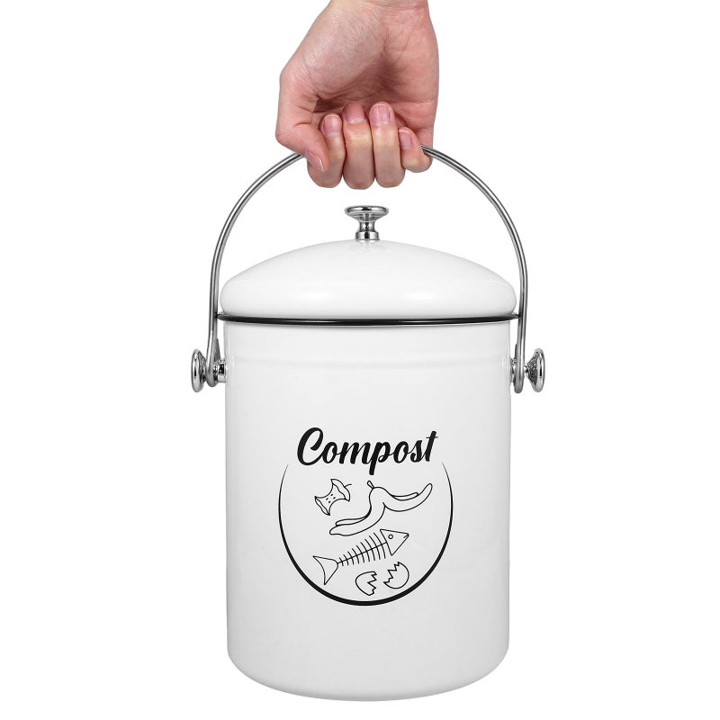 Kitchen Compost Bin With Lid Iron 5L Large Capacity For Food Waste Countertop Compost Container Recycle Bin With Lid Kitchen Garbage Can - Image 2