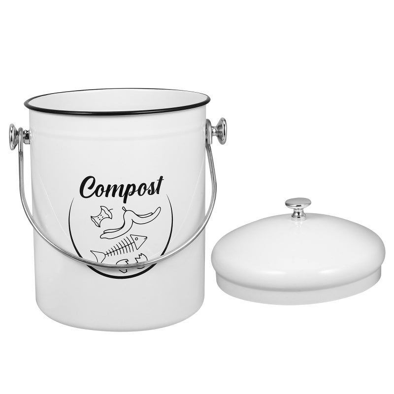 Kitchen Compost Bin With Lid Iron 5L Large Capacity For Food Waste Countertop Compost Container Recycle Bin With Lid Kitchen Garbage Can - Image 4