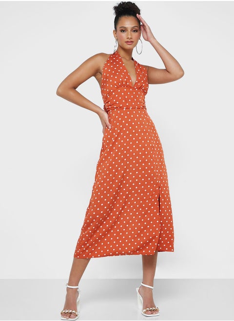 Halter Neck Printed Dress