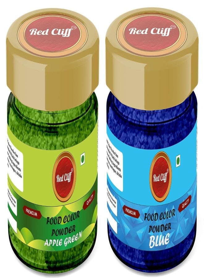 RED CLIFF Edible Apple Green & Blue Food Colour Powder | Vibrant Natural Colour for Baking, Cake Decorating, Cooking | 20gx2 | - Image 1