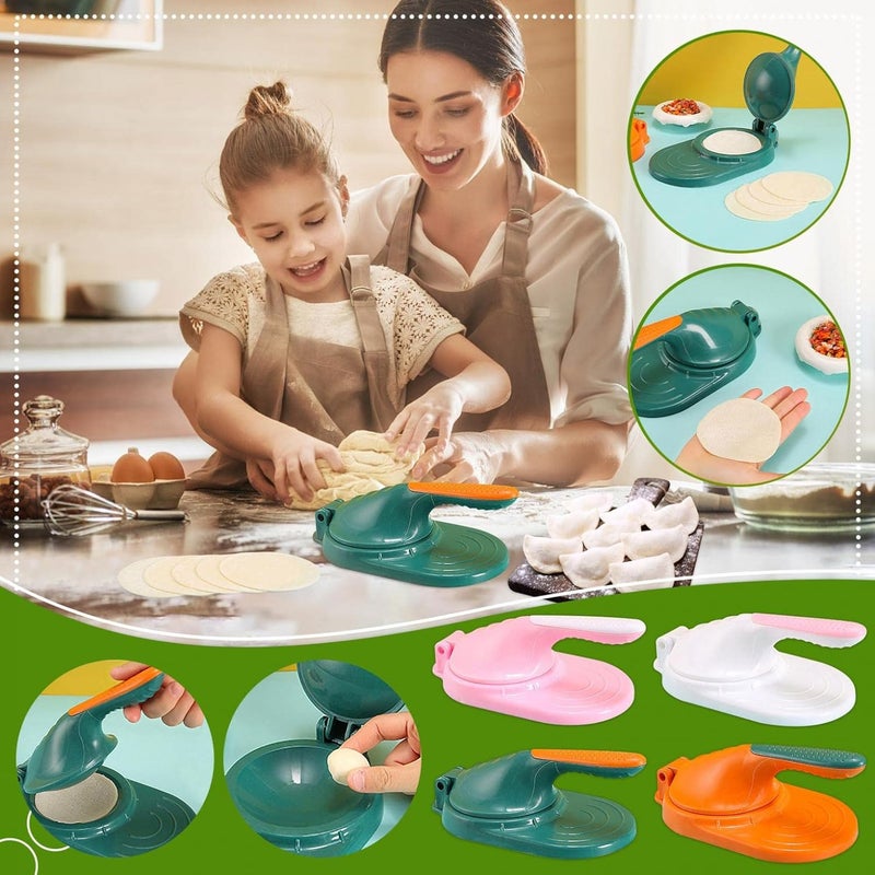 klarako Dumpling Skin Maker Dumpling Moulds, Dumpling Press Dumpling Wrapper Presser Manual Tortilla Press Maker Dumpling Wrapper Mold for Dumpling Dumpling Skin Making Tools for Kitchen (Orange) - Image 2