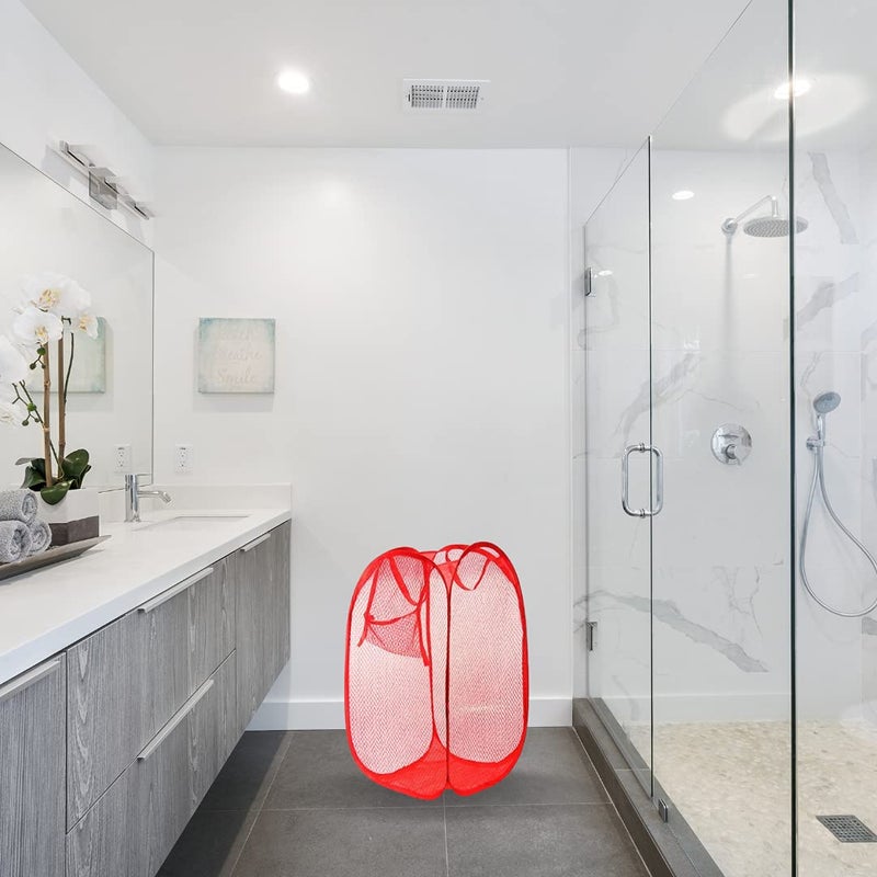 sulfar Laundry Hamper Mesh Fabric for Ventilation Fold-able Storage Pop Up Clothes Basket, 0248, (Color May Vary) - Image 3