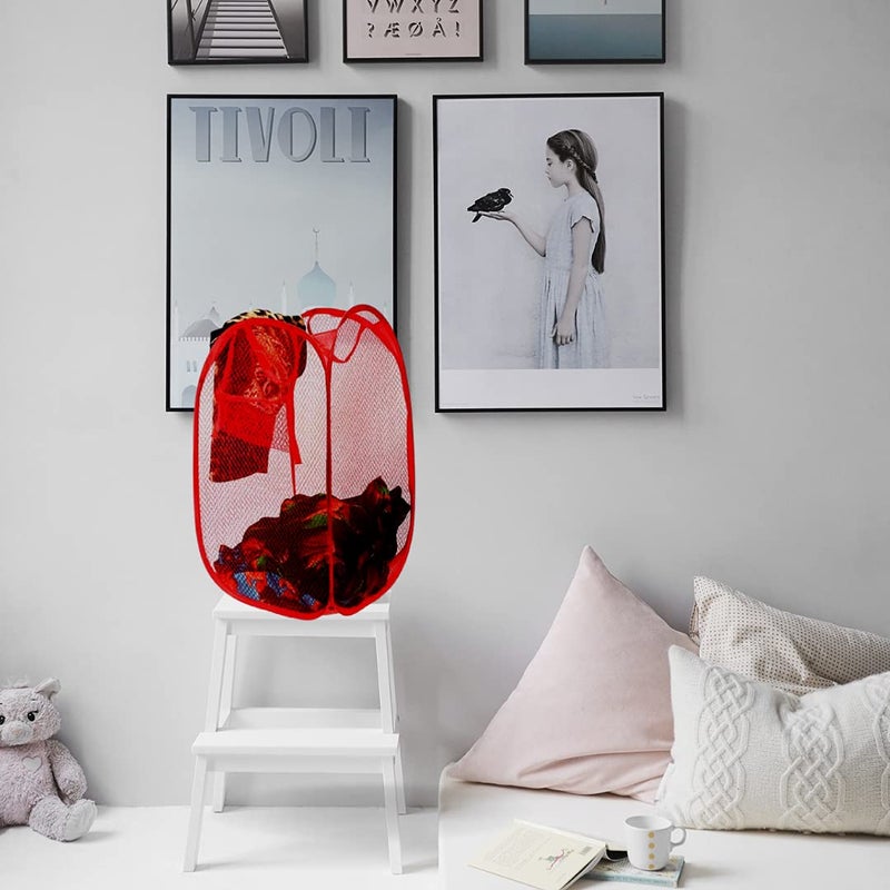 sulfar Laundry Hamper Mesh Fabric for Ventilation Fold-able Storage Pop Up Clothes Basket, 0248, (Color May Vary) - Image 2