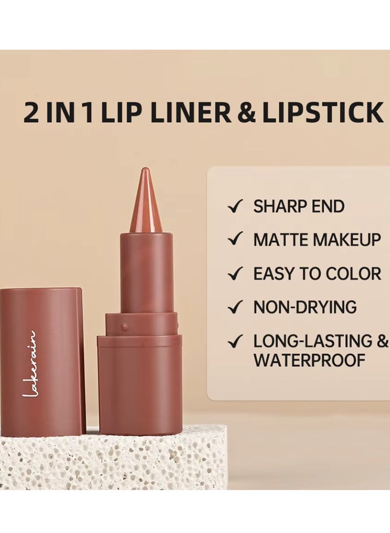 lakerain Liner Lipstick Pencil Matte Waterproof Long Lasting Lipstick Lips Contour Makeup Lip Liner Lipsticks, One Stroke Define Lip Liner Non Drying Easy Color Lip Liner Lipstick Toffee 3g 04 - Image 4