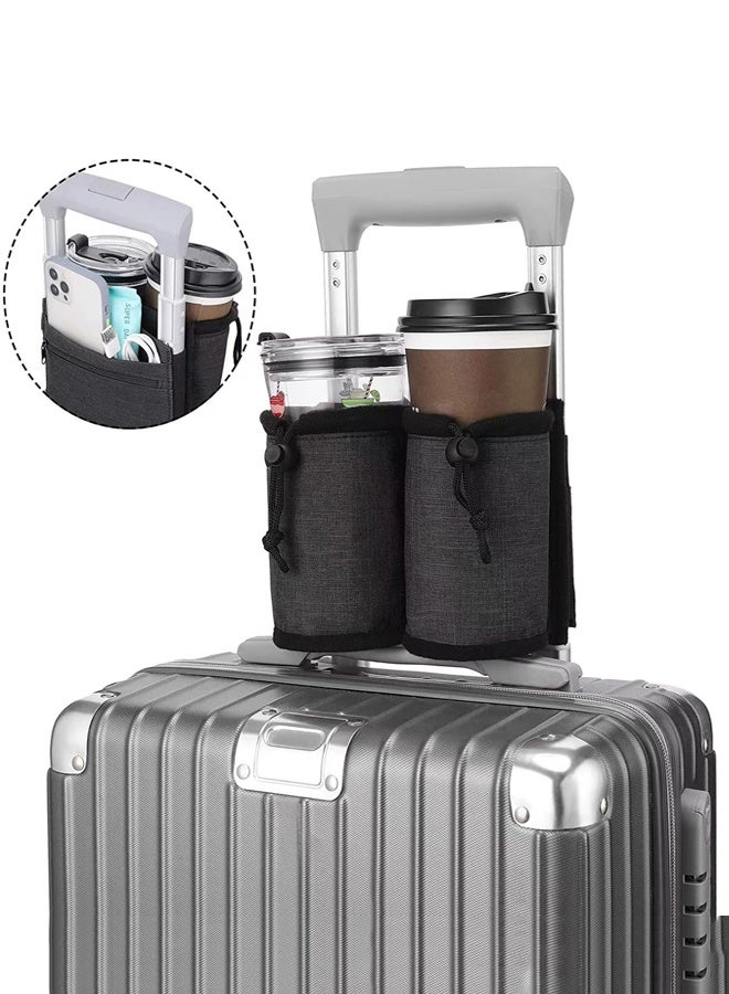 Luggage Cup Holder, Travel Gear, Drink Carrier Hold Two Coffee Mugs, Fits Roll On Suitcase Handles, Travel Accessories, Luggage Cup Holder for Suitcases, Travel Must Haves, Traveling Essentials  - Image 2