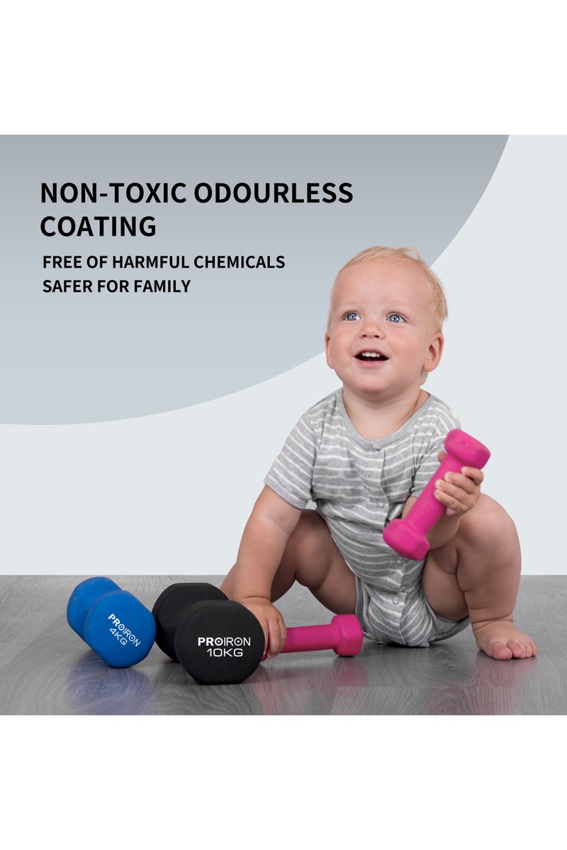 PROIRON مجموعة دمبلز نيونبرين من بروإيرون أوزان تمارين ولياقة بدنية (مجموعة دمبلز 1 كجم 2 كجم 3 كجم مع حامل دمبلز) - Image 5