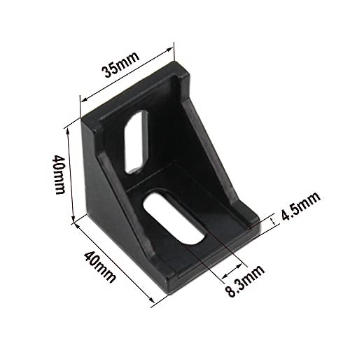 Zeberoxyz 10PCS 4040 Corner Bracket Black Right Angle with M6 Screws 4040Series 2 Hole Aluminum Brackets for Slot 8mm Aluminum Extrusion Profile Accessories (4040 Series Black with Nut) - Image 2