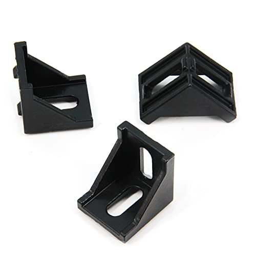 Zeberoxyz 10PCS 4040 Corner Bracket Black Right Angle with M6 Screws 4040Series 2 Hole Aluminum Brackets for Slot 8mm Aluminum Extrusion Profile Accessories (4040 Series Black with Nut) - Image 3