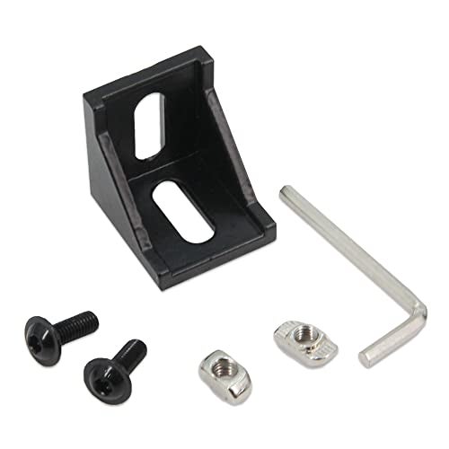 Zeberoxyz 10PCS 4040 Corner Bracket Black Right Angle with M6 Screws 4040Series 2 Hole Aluminum Brackets for Slot 8mm Aluminum Extrusion Profile Accessories (4040 Series Black with Nut) - Image 4
