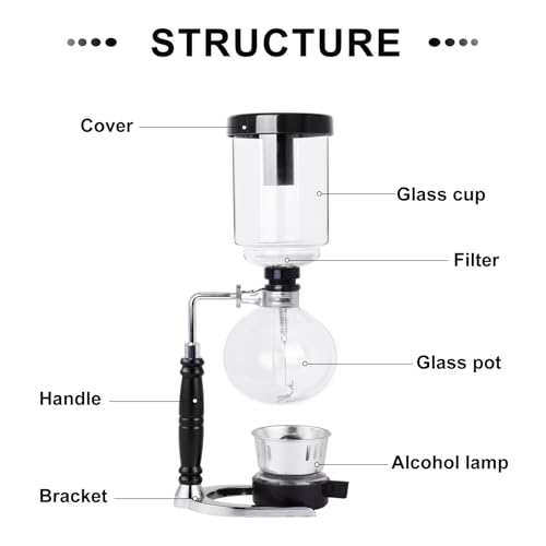 YUCHENGTECH Syphon Coffee Maker Tabletop Glass Siphon Pot Glass Technica Siphon Vacuum Coffee Maker(3 Cups(360ml)) - Image 2