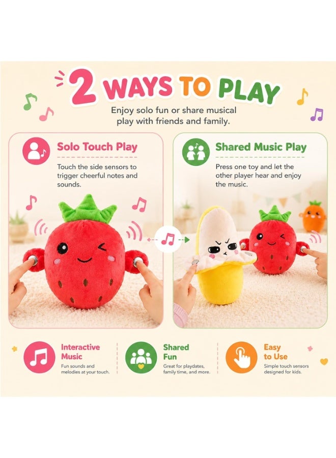 2PCS Interactive Sensory Music Plush Toys, Strawberry & Banana Fruit-Inspired for Kids Early Learning - Image 4