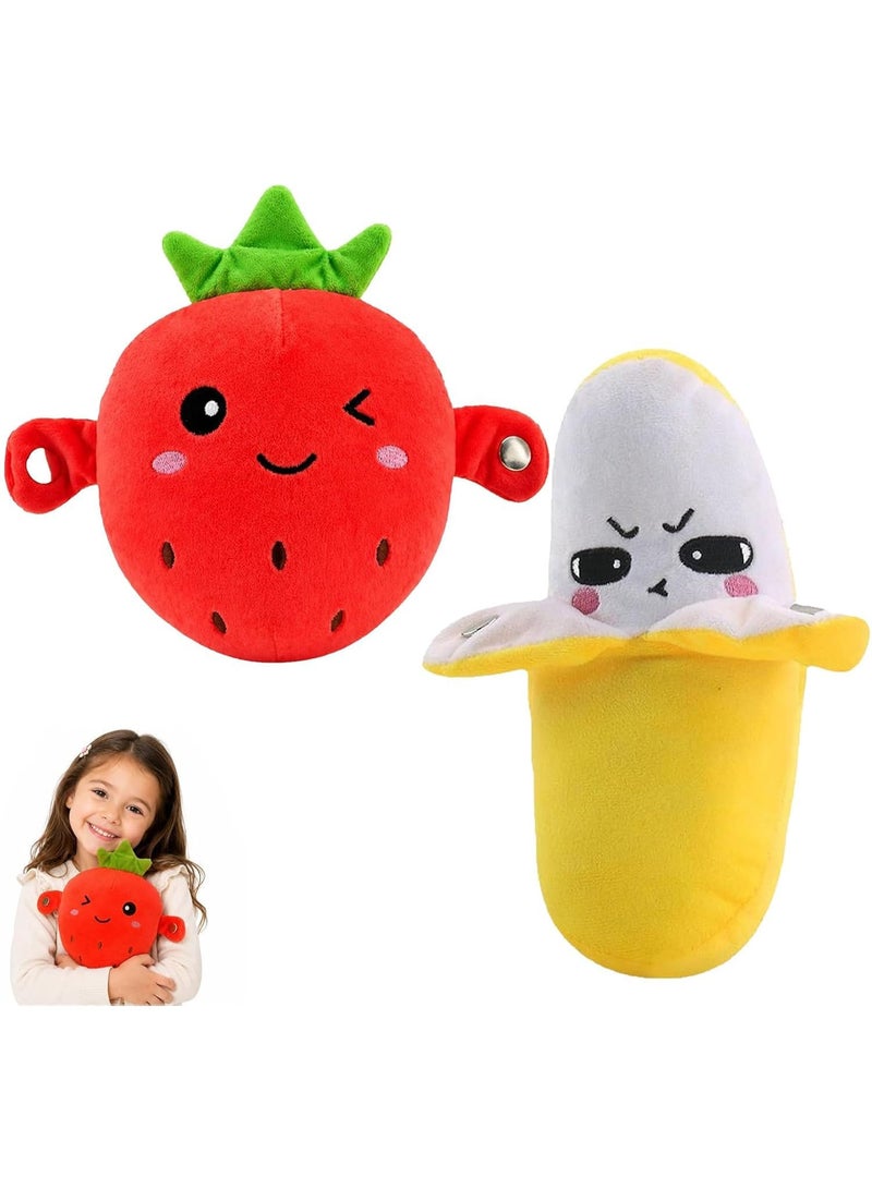 2PCS Interactive Sensory Music Plush Toys, Strawberry & Banana Fruit-Inspired for Kids Early Learning - Image 1