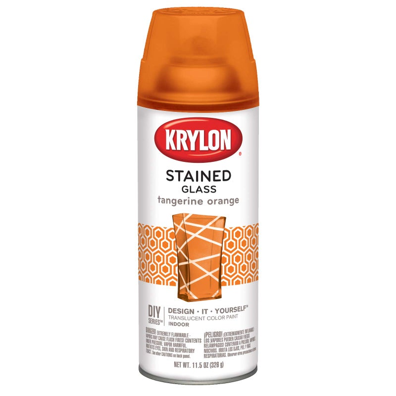 KRYLON طلاء زجاج ملون من كرايلون K09034000، 11.5 أونصة، برتقالي تانجرين - Image 1