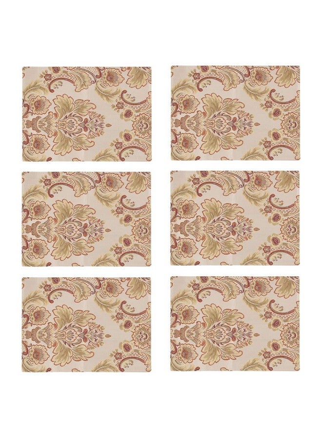 kilofly 6pc Elegant Floral Brocade Jacquard Table Placemats (11.8 x 15.7 in) - Image 1