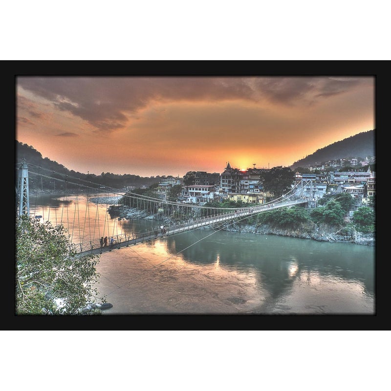 Mad Masters Haridwar Painting Aesthetic Hanging Photo Frame Decorative Item Home Decoration and Wall Decor for Living Room and Bedroom MM 10157 8x12 Inch Paper Without Plexi Glass - Image 1