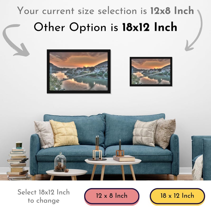 Mad Masters Haridwar Painting Aesthetic Hanging Photo Frame Decorative Item Home Decoration and Wall Decor for Living Room and Bedroom MM 10157 8x12 Inch Paper Without Plexi Glass - Image 4