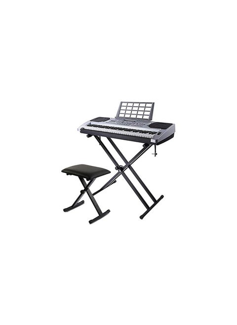 Keyboard Stand and Keyboard Bench Set Double X, Infinitely Adjustable, Heavy Steel Construction and Pure Locking System Support Stand, for Keyboard and Digital Piano-Black, regular version