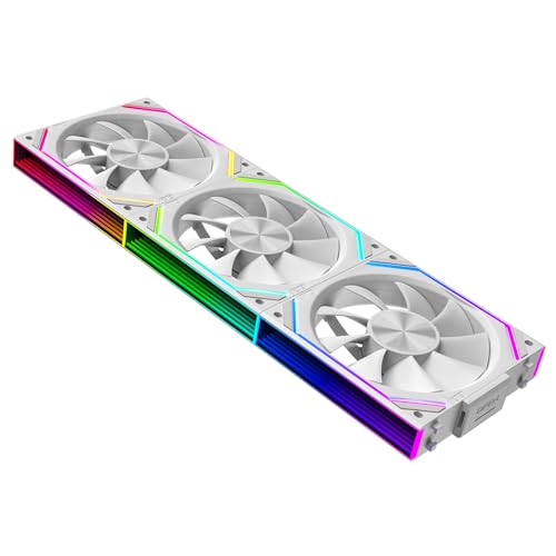 Jungle Leopard PC Fan JM-V2 RS 120 Infinity Mirror Module Daisy-Chain ARGB Fan 120mm Triple Pack Suitable for Computer Case & 360mm AIO Cooler (White) - Image 1