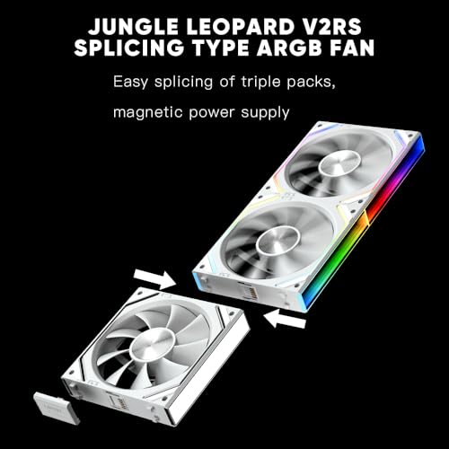Jungle Leopard PC Fan JM-V2 RS 120 Infinity Mirror Module Daisy-Chain ARGB Fan 120mm Triple Pack Suitable for Computer Case & 360mm AIO Cooler (White) - Image 5