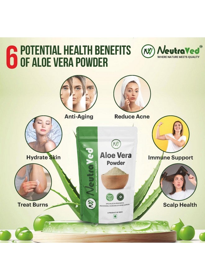 NeutraVed Organic Aloe Vera Powder For Hair Face And Skin 100% Pure And Natural 400G - Image 2