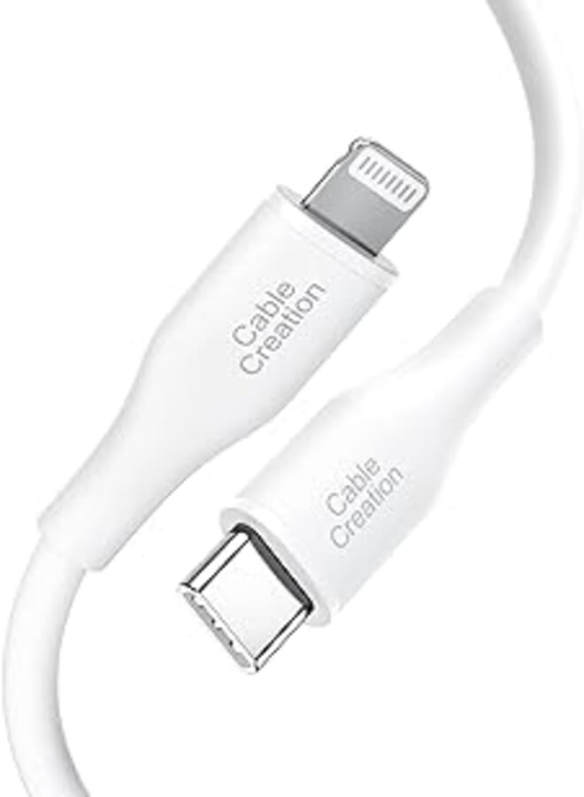 USB C to Lightning Cable 6FT [Apple MFi Certified], CableCreation iPhone Charger Cable Silicone USB-C Power Delivery Fast Charging Cord Compatible for iPhone 13/12 Pro Max/12/11/X/XS/8 Plus, White