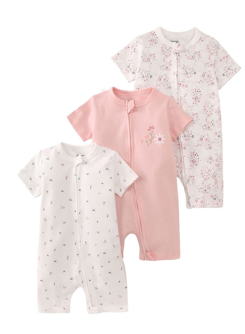 RedMapleTEK 3-Piece Set Of Pure Cotton Jumpsuits For Infants And Young Children With Short Sleeves And Crawling Clothes - Image 1