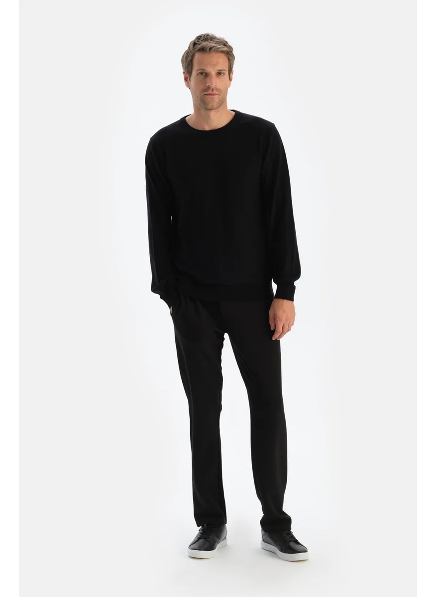 داجي Black Men's Cashmere Blend Bis Collar Sweater