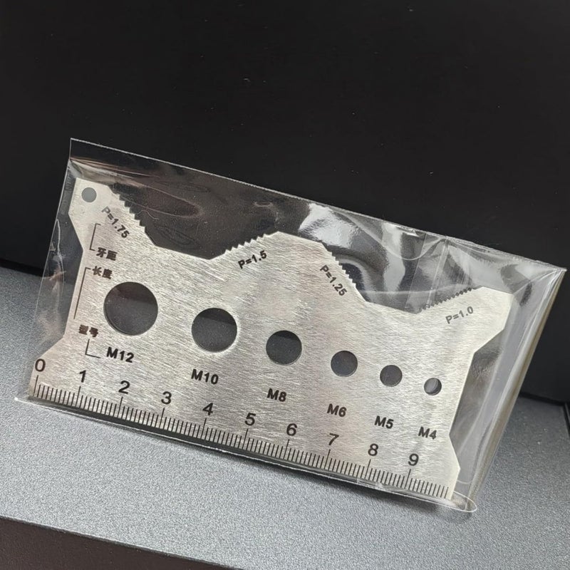 مقياس درجة الخيوط من الفولاذ المقاوم للصدأ مسطرة ذات وجهين 150x50x2مم للقياسات الصناعية - Image 5