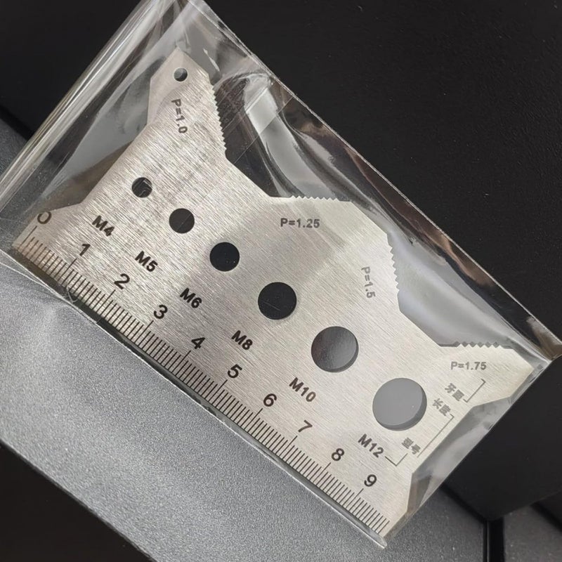 مقياس درجة الخيوط من الفولاذ المقاوم للصدأ مسطرة ذات وجهين 150x50x2مم للقياسات الصناعية - Image 4