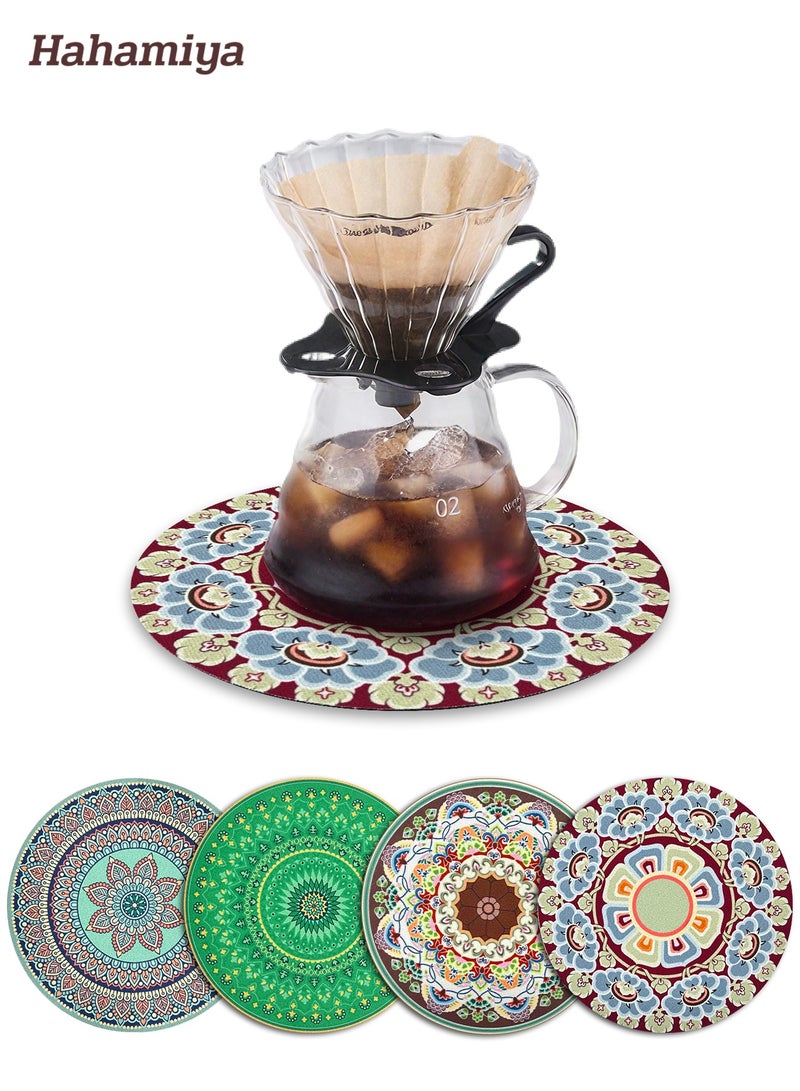 Hahamiya Diatomaceous Earth Coaster Set of Four - ‘Sweet Orange/Mousse/Nostalgia/Light Thoughts’ 20x20cm Natural Absorbent Coasters, Moisture-Resistant Tea Coasters Suitable for Coffee and Tea Cups - Image 1