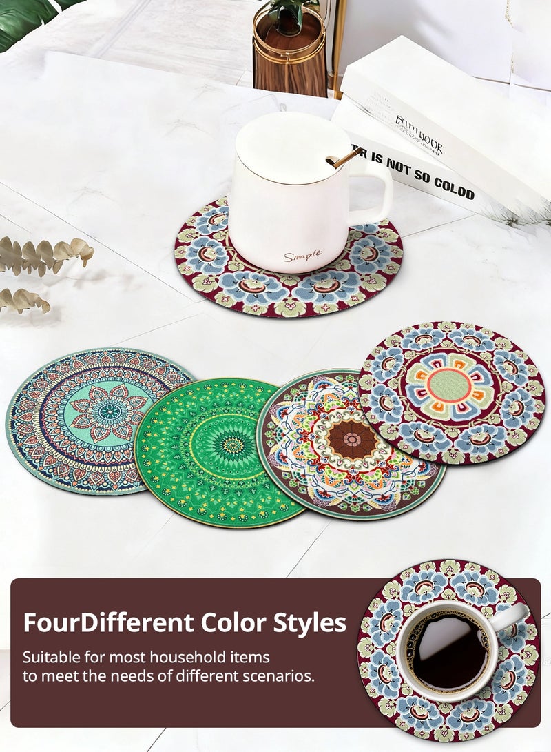 Hahamiya Diatomaceous Earth Coaster Set of Four - ‘Sweet Orange/Mousse/Nostalgia/Light Thoughts’ 20x20cm Natural Absorbent Coasters, Moisture-Resistant Tea Coasters Suitable for Coffee and Tea Cups - Image 2