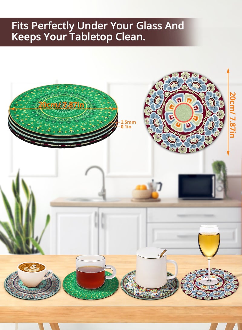 Hahamiya Diatomaceous Earth Coaster Set of Four - ‘Sweet Orange/Mousse/Nostalgia/Light Thoughts’ 20x20cm Natural Absorbent Coasters, Moisture-Resistant Tea Coasters Suitable for Coffee and Tea Cups - Image 4