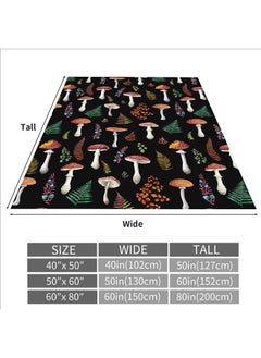 Sowide Black Mushroom Decor Blanket Lightweight All Season Plant Mushrooms Throw Blanket for Couch Sofa Bed Mushroom Decor Birthday Gifts Blankets for Adult Baby Kids Pet Blanket All Season 50"x60"  - Image 1