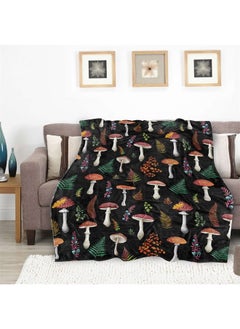 Sowide Black Mushroom Decor Blanket Lightweight All Season Plant Mushrooms Throw Blanket for Couch Sofa Bed Mushroom Decor Birthday Gifts Blankets for Adult Baby Kids Pet Blanket All Season 50"x60"  - Image 2
