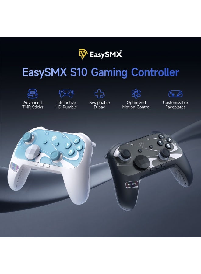 general Classic Gamepad EasySMX S10 Bluetooth RGB Controller for Switch 2/Switch/PC/Phone/TV/Steam with 6 Axis Gyro, NFC Function, TMR Anti-Drift Joystick, One Key Wake-up, HD Rumble, Swappable D-Pad & Faceplate, 1200mAh Battery, 2 Programmable Back Buttons - Image 4